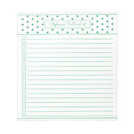 水玉模様シンプルの緑の1列のチェックリストの実行 ノートパッド