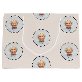 水玉模様シンプルシック編集可能ラウンドフォト ラージペーパーバッグ