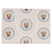 水玉模様シンプルシック編集可能ラウンドフォト ラージペーパーバッグ (裏面)