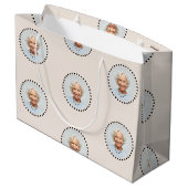 水玉模様シンプルシック編集可能ラウンドフォト ラージペーパーバッグ (裏面アングル)