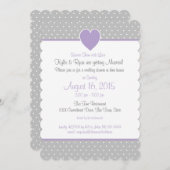 水玉模様スウィートハートグレーアンドパープル 招待状 (正面/裏面)