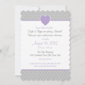 水玉模様スウィートハートグレーアンドパープル 招待状 (正面)