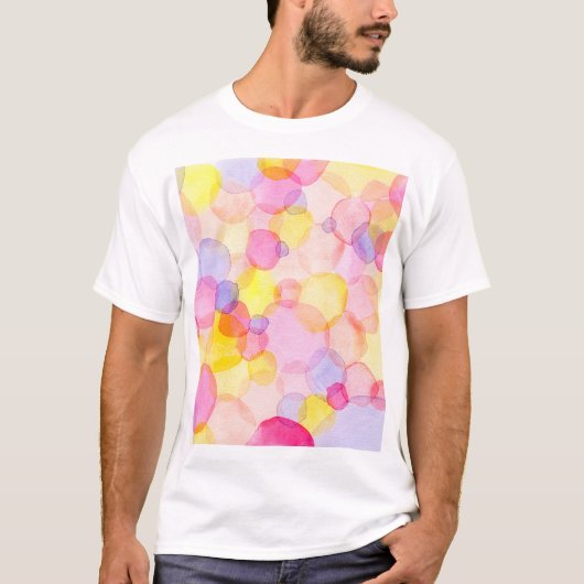 水玉模様スプラッシュカラフル:水彩 Tシャツ (正面)