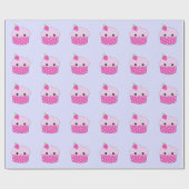 水玉模様スマイリーカップケーキ ラッピングペーパー (フラット)