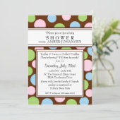 水玉模様ズニュートラルベビーシャワー招待状 招待状 (スタンド正面)