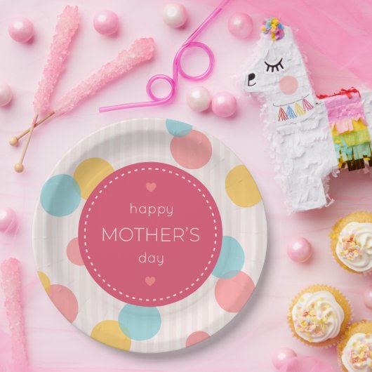 水玉模様ズハッピーマザーズデイ|紙プレート ペーパープレート (パーティー)
