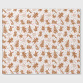 水玉模様ズブラウン&ホワイトホリデークリスマス ラッピングペーパー (フラット)