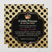 水玉模様ズリトルモダンプリンセスガールベビーシャワー 招待状 (正面/裏面)