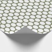 水玉模様セージグリーンとホワイト ラッピングペーパー (角)