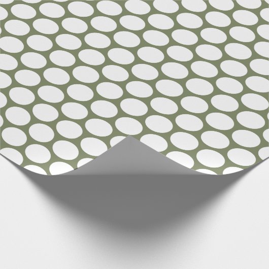 水玉模様セージグリーンとホワイト ラッピングペーパー (角)