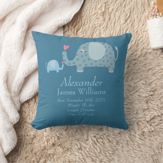 水玉模様ゾレフパーソナライズされたトベビー誕生統計 クッション (ブランケット)