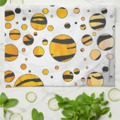 水玉模様タイガーブラックアンドオレンジプリント キッチンタオル (折り畳み)