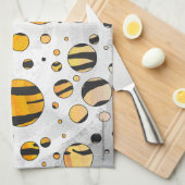 水玉模様タイガーブラックアンドオレンジプリント キッチンタオル (四つ折り)