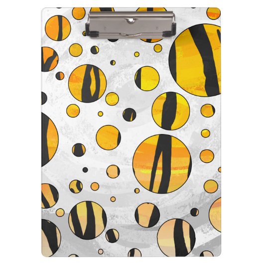 水玉模様タイガーブラックアンドオレンジプリント クリップボード (正面)