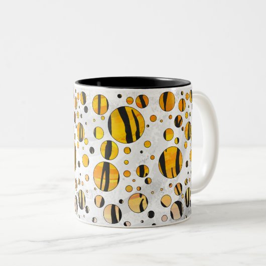 水玉模様タイガーブラックアンドオレンジプリント ツートーンマグカップ (正面右)