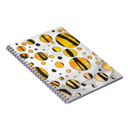 水玉模様タイガーブラックアンドオレンジプリント ノートブック (右側)