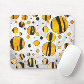 水玉模様タイガーブラックアンドオレンジプリント マウスパッド (マウス)