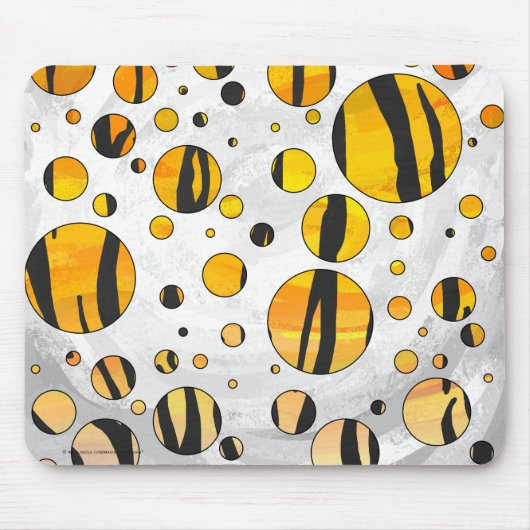 水玉模様タイガーブラックアンドオレンジプリント マウスパッド (正面)