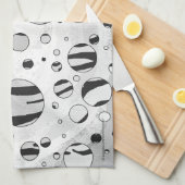 水玉模様タイガーブラックアンドホワイトプリント キッチンタオル (四つ折り)