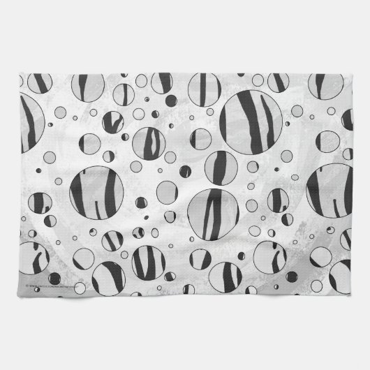 水玉模様タイガーブラックアンドホワイトプリント キッチンタオル (横)