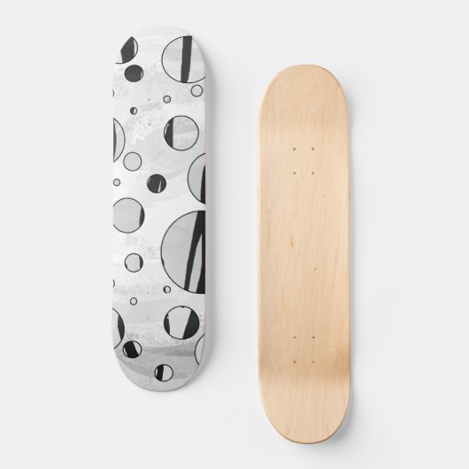 水玉模様タイガーブラックアンドホワイトプリント スケートボード (正面)