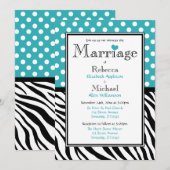 水玉模様ターコイズゼブラプリント結婚式招待状 招待状 (正面/裏面)