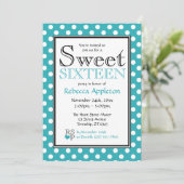 水玉模様ターコイズホワイトSweet sixteen招待状 招待状 (スタンド正面)