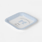 水玉模様ダスティブルーボウクラシックボーイベビーシャワー ペーパープレート (傾斜あり)