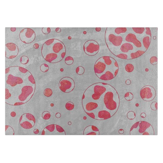 水玉模様ダルマチアンピンクアンドホワイト カッティングボード (正面)