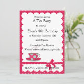 水玉模様ティーパーティの招待状 招待状 (スタンド正面)