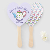 水玉模様ティーポットアフタヌーンティーブライダルシャワーのお願い ハンドファン (正面&裏面)