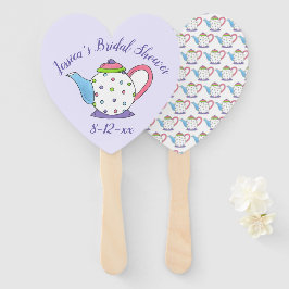 水玉模様ティーポットアフタヌーンティーブライダルシャワーのお願い ハンドファン