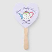 水玉模様ティーポットアフタヌーンティーブライダルシャワーのお願い ハンドファン (正面)