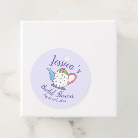 水玉模様ティーポットアフタヌーンティーブライダルベビーシャワー フェイバータグ (インサイチュ)