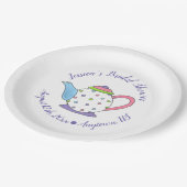 水玉模様ティーポットアフタヌーンティーブライダルベビーシャワー ペーパープレート (アングル)