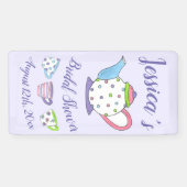 水玉模様ティーポットアフタヌーンティーブライダルベビーシャワー 横断幕 (横)