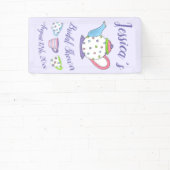 水玉模様ティーポットアフタヌーンティーブライダルベビーシャワー 横断幕 (インサイチュ)