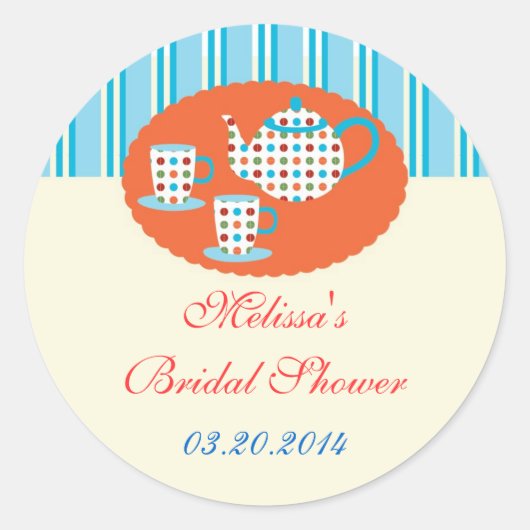 水玉模様ティーポットシール ラウンドシール (正面)