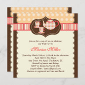 水玉模様ティーポットブライダルシャワー招待状 招待状 (正面/裏面)