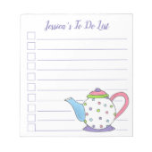 水玉模様ティーポット茶パーティー茶ポット一覧へ ノートパッド (正面)