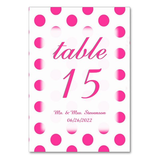 水玉模様テーブル番号（名前と日付） テーブルナンバー (正面)