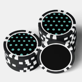 水玉模様トランプのポーカーチップ（ブラック&アクア） ポーカーチップ