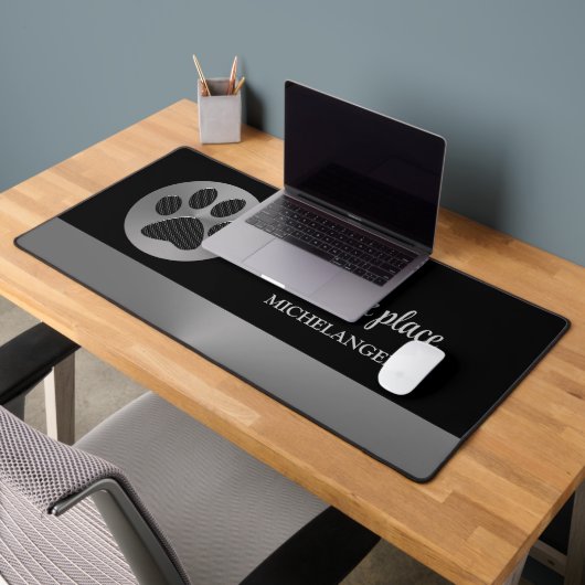 水玉模様ドッグポーオンシルバーペットグルーミングサービス デスクマット (オフィス2)