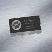 水玉模様ドッグポーオンシルバーペットグルーミングサービス マグネット名刺 (インサイチュ)