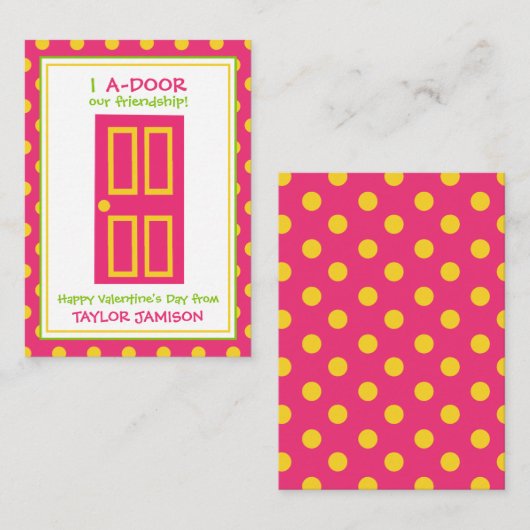 水玉模様ドパーソナライズされたアバレンタインカード ノートカード (正面/裏面)