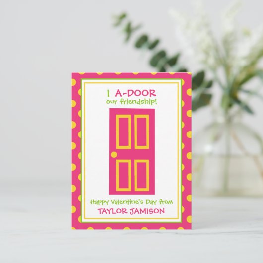 水玉模様ドパーソナライズされたアバレンタインカード ポストカード (スタンド正面)