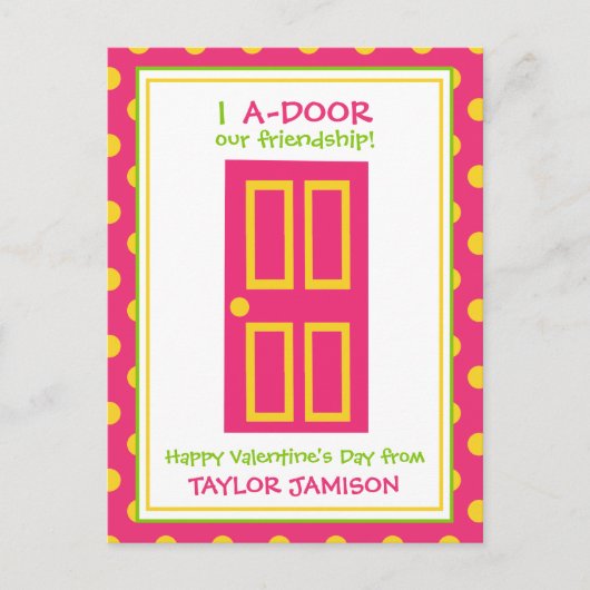 水玉模様ドパーソナライズされたアバレンタインカード ポストカード (正面)