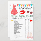 水玉模様ドレス誕生日のエバーまたはネバーゲーム (正面/裏面)