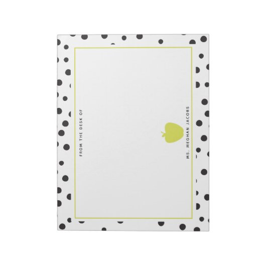 水玉模様ネオンアップル先生 ノートパッド (回転)