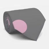 水玉模様ネックタイ（ダークグレーとソフトピンク） ネクタイ (ロール)